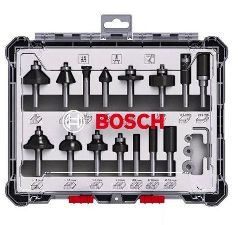 ZESTAW FREZÓW DO DREWNA 15 EL. BOSCH