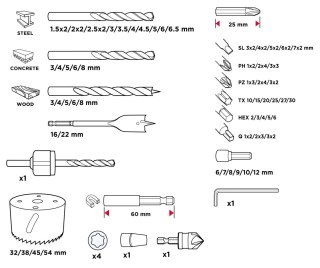 ZESTAW WIERTEŁ I BITÓW,NASADKI 90 SZT. GRAPHITE