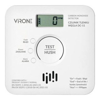 BATERYJNY CZUJNIK TLENKU WĘGLA ( CZADU )10 LAT VIRONE