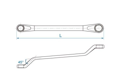 KLUCZ OCZKOWY ODGIĘTY 45* 8*9MM KING TONY