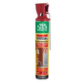 PIANKA MONTAŻOWA WĘŻYKOWA SOUDAL GENIUS GUN 600ML+25% SOUDAL