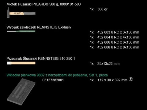 WKŁADKA PIANKOWA 9782 Z NARZĘDZIAMI DO POBIJANIA 6 CZ. WERA