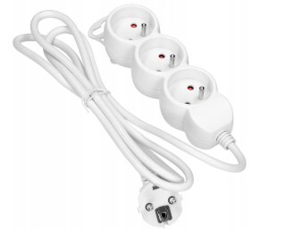 PRZEDŁUŻACZ 3X2P+Z, 1.4M, 3X1MM2 BIAŁY ORNO
