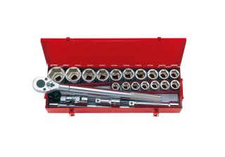 ZESTAW NASADEK 3/4'' 23 CZĘŚCI KRÓTKIE 6-KĄT.21-50MM+AKCES. KING TONY