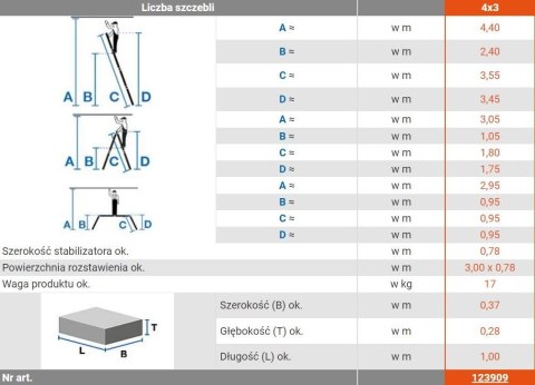 DRABINA PRZEG. MULTIMATIC 4*3 SZCZEBLE +MBOARD STABILO KRAUSE