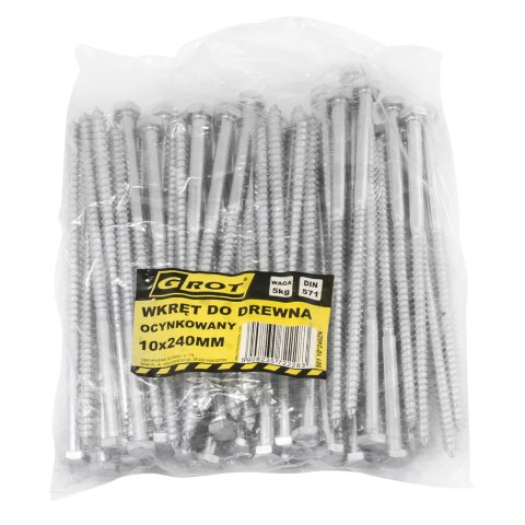WKRĘT DO DREWNA NA KLUCZ,OCYNKOWANY 82501 10*180MM UN