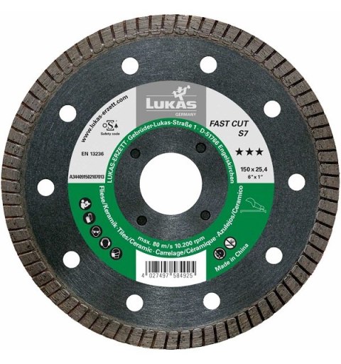 TARCZA DIAMENTOWA TURBO FAST CUT S7 180*25*7 LUKAS