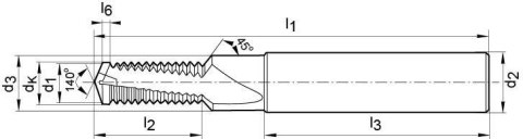 Wiertlo-frez pelnowegl. DTMCSP TiCN,chwyt HA, 1,5xD M16 GÜHRING