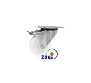 KOŁO Z TWORZYWA 100MM OBUDOWA SKRĘTNA+HAMULEC, 15B9H ZABI