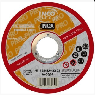 TARCZA PŁASKA INOX T1A 125*1.6*22 TECHNIFLEX