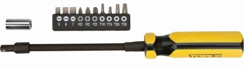 WKRĘTAK Z GIĘTYM GROTEM I KOMPLETEM BITÓW TOP TOOLS
