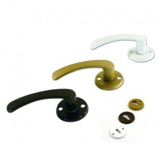 KLAMKA MALOWANA KRÓTKA BIAŁA + SZYLD NA WKŁADKĘ UN