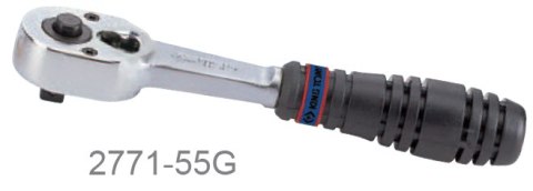 GRZECHOTKA 1/4 130MM 24 ZĘBY CHROM, UCHWYT GUMOWY, PRZYCISK KING TONY