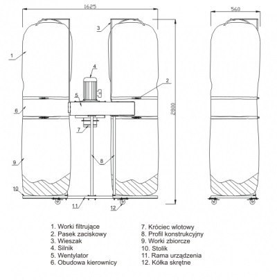 ZESTAW ODCIAGU WIÓRÓW ZOT-2N 3F TYWENT