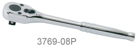 GRZECHOTKA 3/8 200MM 32 ZĘBY CHROM, UCHWYT POLEROWANY KING TONY