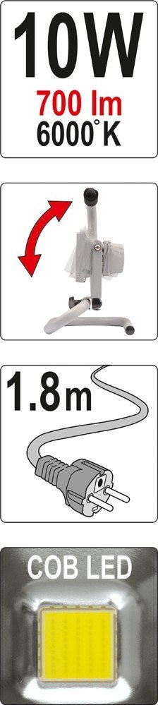 REFLEKTOR DIODOWY PRZENOŚNY 10W 700LM COB YATO