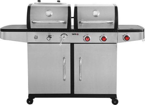 GRILL GAZOWY 2W1 GAZ+WĘGIEL, STAL NIERDZEWNA 8.2KW YATO