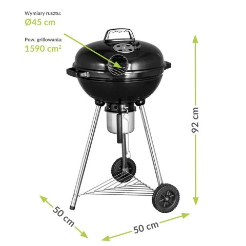 GRILL WĘGLOWY KULISTY Z POKRYWĄ I POPIELNIKIEM UN