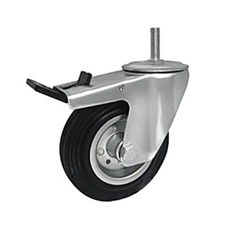 KOŁO METAL-GUMA 125MM OBUDOWA Z TRZPIENIEM+HAMULEC 26MH*M12 ZABI