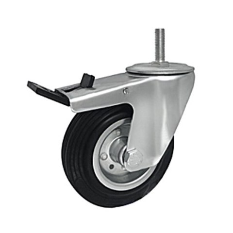 KOŁO METAL-GUMA 125MM OBUDOWA Z TRZPIENIEM+HAMULEC 26MH*M12 ZABI