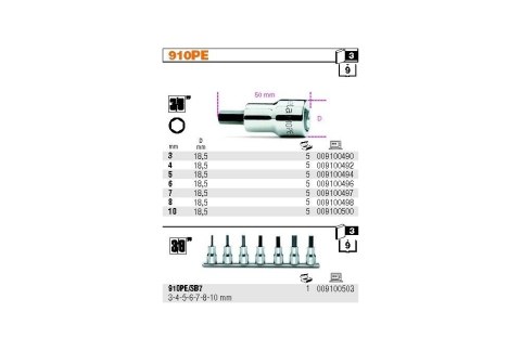 NASADKA 3/8'' Z KOŃCÓWKĄ TRZPIENIOWĄ BETA