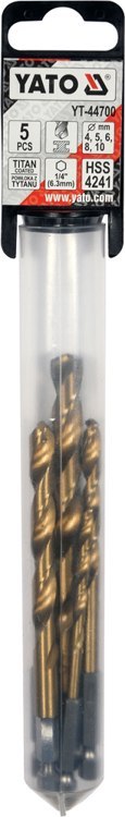 WIERTŁA DO MET 5SZT 4-10MM HEX TYTANOWA POWŁOKA YATO