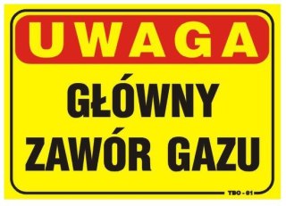 TABLICA 35*25CM UWAGA! GŁÓWNY ZAWÓR GAZU UN