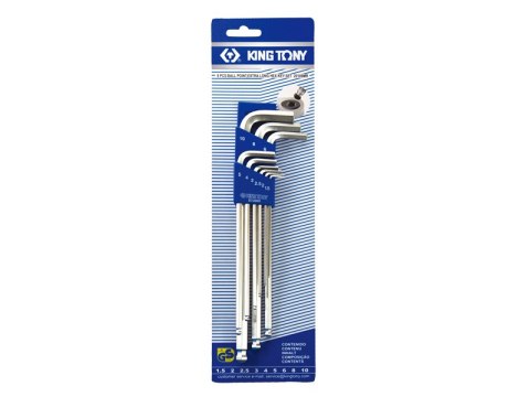 KOMPLET KLUCZY IMBUSOWYCH ''HEX'' TYP L 1.5-10MM EXTRA DŁUGI KING TONY