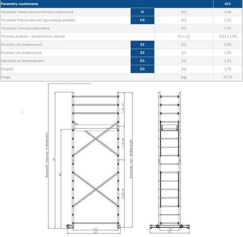 RUSZTOWANIE, TYP RA-330 MODEL 411 DRABEX