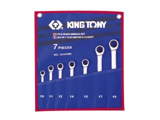 KOMPLET KLUCZY PŁASKO-OCZKOWYCH Z GRZECHOTKĄ 7 SZTUK 10-19MM KING TONY