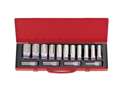 KOMPLET NASADEK 1/2 DŁUGIE DWUNSTOKĄTNE 15 SZTUK KING TONY