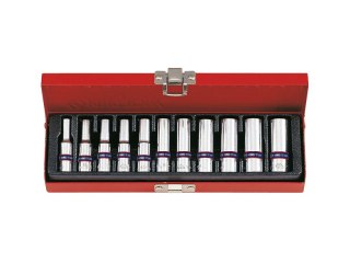 KOMPLET NASADEK 1/4 6-KĄTNE 11 SZTUK 4-13MM DŁUGIE KING TONY