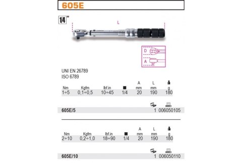 KLUCZ DYNAMOMETRYCZNY 1-5NM 1/4'' BETA