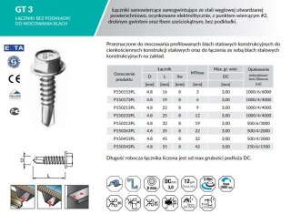 WKRĘT SAMOWIERCĄCY GT3 4.8*19MM RAL9005 ETANCO