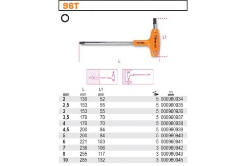 KLUCZ TRZPIENIOWY KĄTOWY 6MM BETA