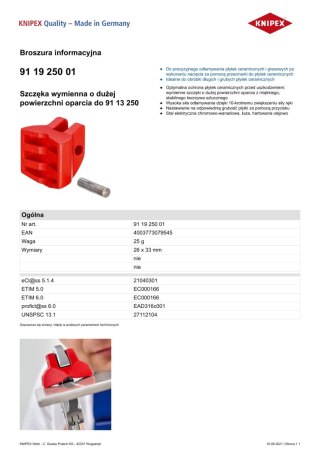 SZCZĘKA WYMIENNA DO 91 13 250 KNIPEX