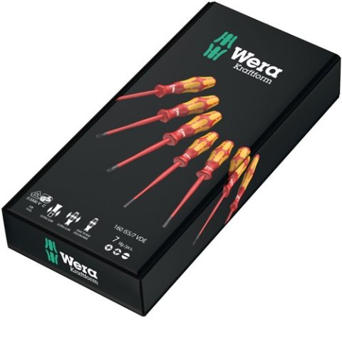 ZESTAW 7 WKRĘTAKÓW VDE 1000V PŁASKICH/PH/PZ WERA