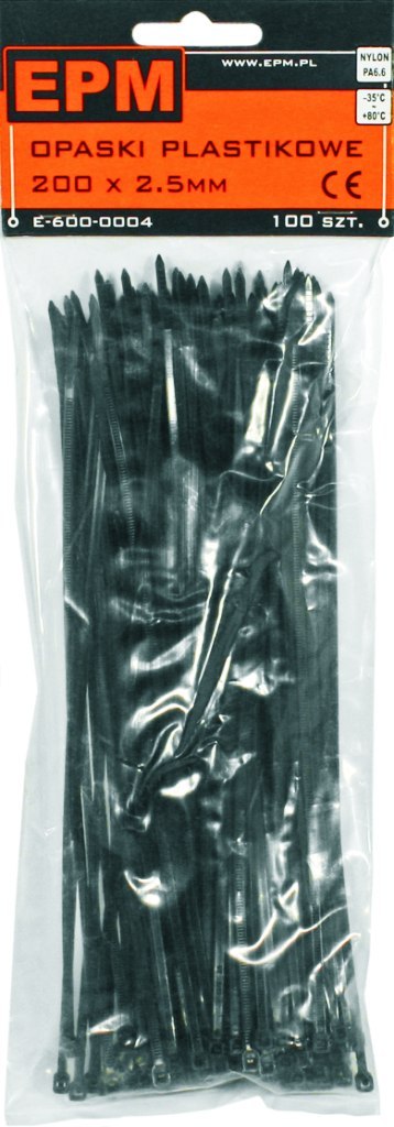 OPASKI PLASTIKOWE PA6.6 100SZT. CZARNE 350*4.8 EPM