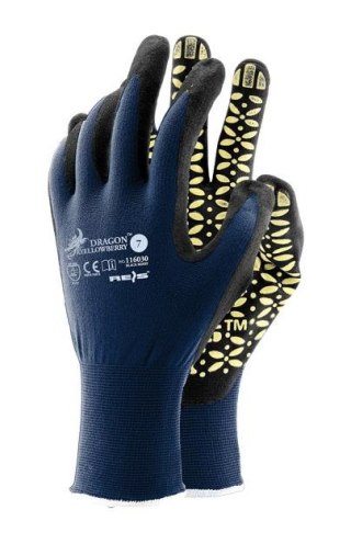 RĘKAWICE LYCRA+NYLON POWLEKANE NITRYLEM RYELLOWBERRY 10 UN