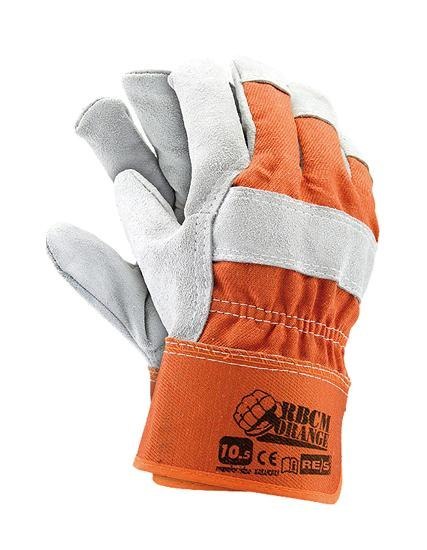 RĘKAWICE WZMACNIANE SKÓRA BYDLĘCĄ RBCMORANGE, VIC-TEC R.10 UN