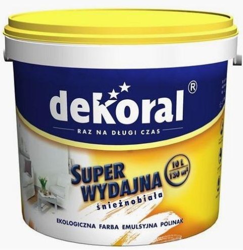 EMULSJA AKRYLOWA WEWNĘTRZNA DEKORAL POLINAK BIAŁA 10L DEKORAL