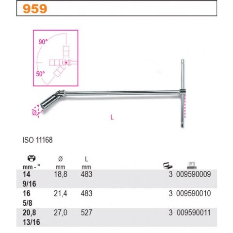KLUCZ NASADOWY Z PRZEG. DO ŚWIEC ZAPŁONOWYCH BETA 959 L483MM BETA