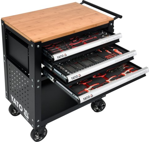 SZAFKA SERWISOWA NA KÓŁKACH + NARZEDZIA 162 CZĘŚCI YATO