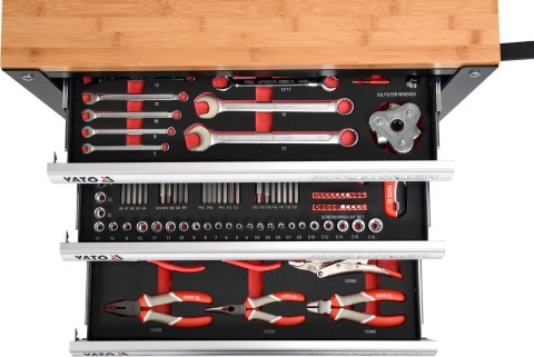 SZAFKA SERWISOWA NA KÓŁKACH + NARZEDZIA 162 CZĘŚCI YATO
