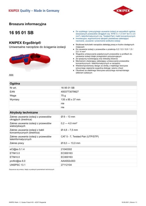 UNIWERSALNE NARZĘDZIE DO ŚCIĄGANIA IZOLACJI KNIPEX