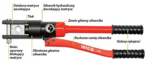 PRASKA HYDRAULICZNA, RĘCZNA DO ZACISKANIA KOŃCÓWEK 10-120MM2 YATO