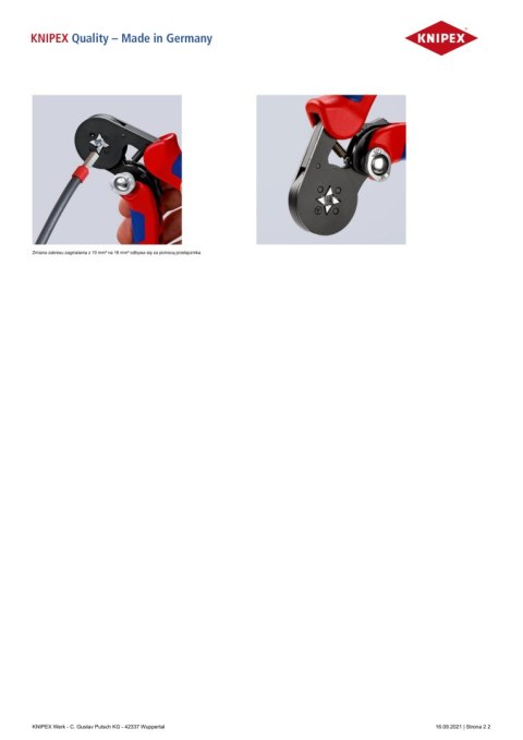 SAMONASTAWNE SZCZYPCE DO ZAGNIATANIA TULEJEK 180MM KNIPEX