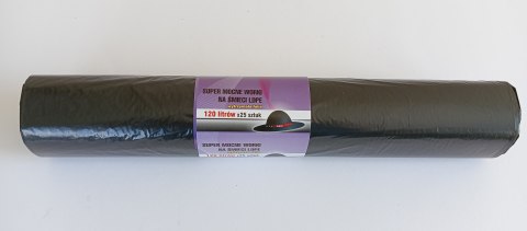 WORKI NA ŚMIECI 120L 70*110 CZARNE 25 SZTUK UN