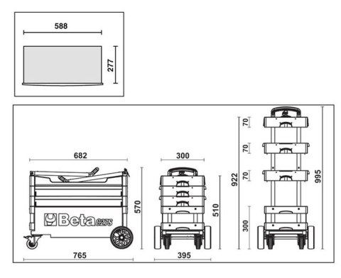 WÓZEK NARZĘDZIOWY SKŁADANY C27SR CZERWONY BETA