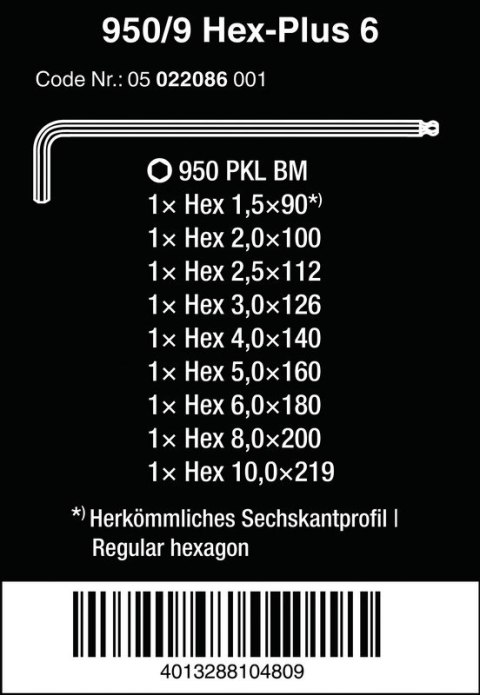ZESTAW KLUCZY IMBUSOWYCH TRZPIENIOWYCH Z KULKĄ, BLACKLASER WERA